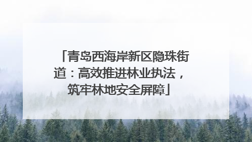 青岛西海岸新区隐珠街道：高效推进林业执法，筑牢林地安全屏障
